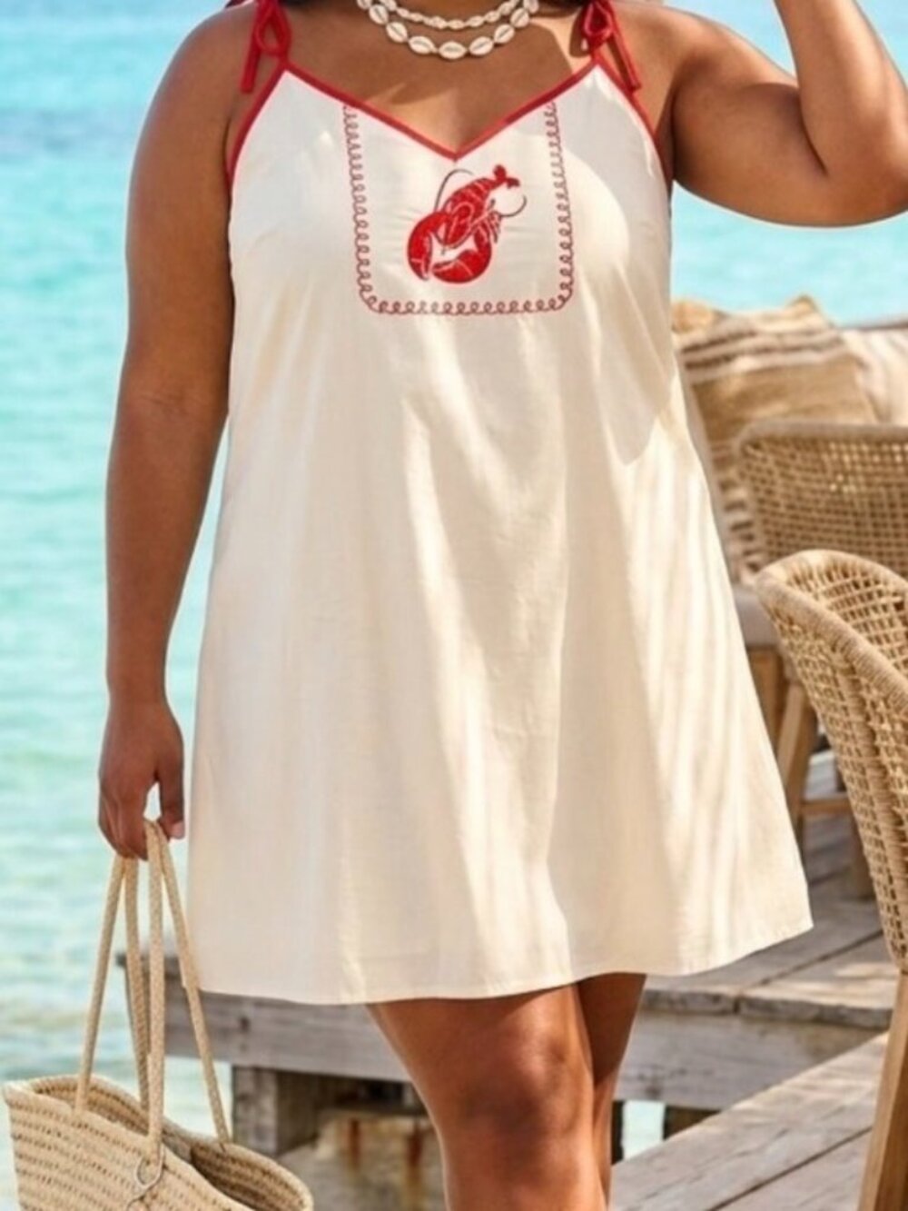 NWT Tuesday of California Lobster Bib Tie Shoulders Dress. Size XL